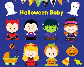 Halloween Baby Clipart, Halloweeb Baby Clip Art, HALLOWEEN Digital Clipart, Halloween Clipart, Trick or Treat Clipart