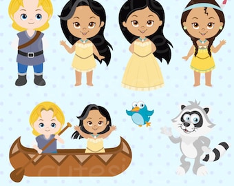 Princess Clipart, Princess Digital Clipart, Pocahontas Clipart, Native Princess Clipart