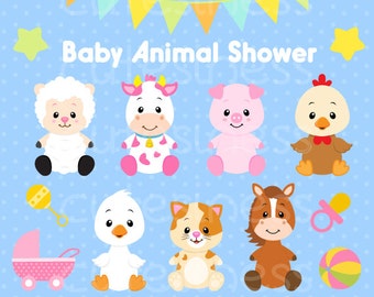 Baby Animal Clipart , Baby Farm Animals Clipart, Baby shower Clipart