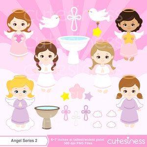 Imágenes prediseñadas de ángel, imágenes prediseñadas de bautismo, invitación de bautismo, lindo baby shower de niña ángel, espíritus santos, ángel rosa y blanco imagen 2