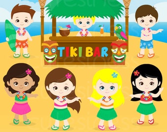 Hawaii Clipart, Luau Clipart, Aloha Clipart, Beach party Clipart