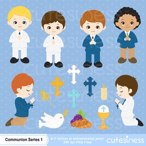 Niños Primera Comunión Digital Clip Art, Primera Comunión Clip Art, Primera Comunión Niños Digital Clipart, Niño Primera Comunión Clip Art