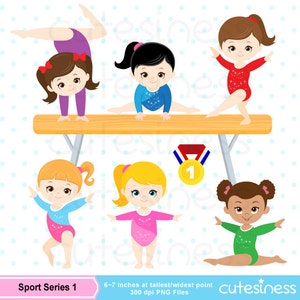 Gymnastics Digital Clipart, Digital Girls Gymnastics Clip Art, Gymnastic Girl Clip Art, Digital Gymnast Girl Clipart