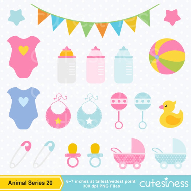 Baby Animal Clipart , Baby Animal Clip art, Baby Jungle Animals Clipart, Baby shower Clipart image 2