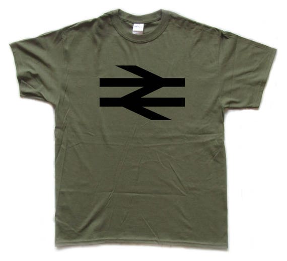 British Rail SCREENPRINTED tribute T shirt with double arrow RAILWAY logo