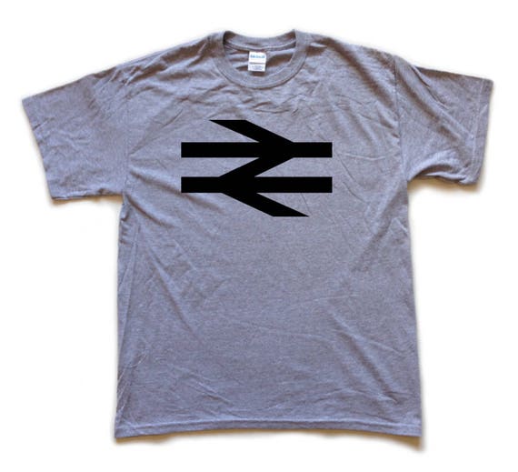 British Rail SCREENPRINTED tribute T shirt with double arrow RAILWAY logo