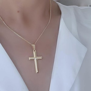 14k Gold Cross necklace. Small Demi Gold Cross. Choose Chain, Gold Cross for Children, Cross for Women. 5141