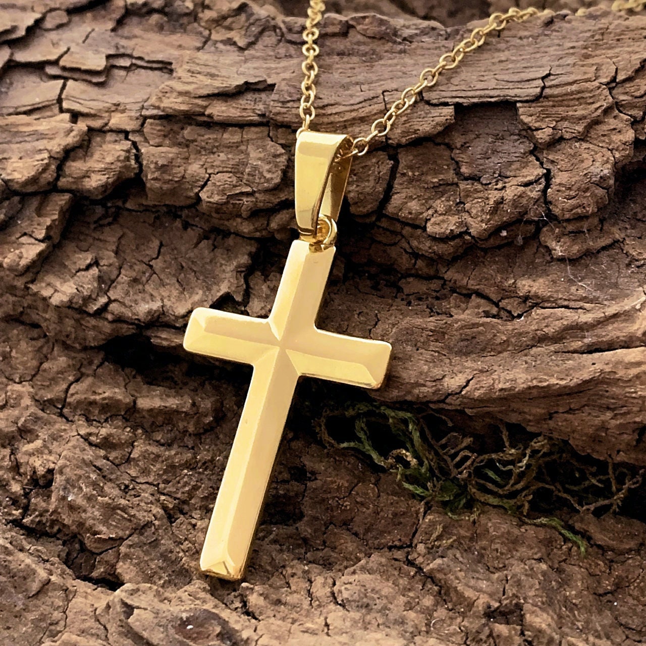 TT Personalisierte Herren Kreuz-Kette, Kreuz-Anhänger It Gravur