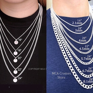 Sterling silver chain Necklace, Choose Silver chain for Mens, Curb/cuban, kids chain, Women Silver chain. Thicker chain available. Contac me image 1