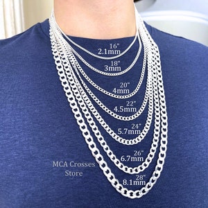 Sterling silver chain Necklace, Choose Silver chain for Mens, Curb/cuban, kids chain, Women Silver chain. Thicker chain available. Contac me image 3