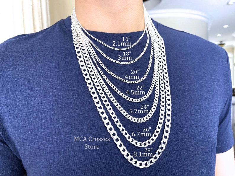 Sterling silver chain Necklace, Choose Silver chain for Mens, Curb/cuban, kids chain, Women Silver chain. Thicker chain available. Contac me image 3