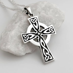 Mens Celtic cross necklace, sterling silver mens irish jewelry, mens Cross jewelry, mens Celtic Cross . Unisex jewelry. 5261 image 1