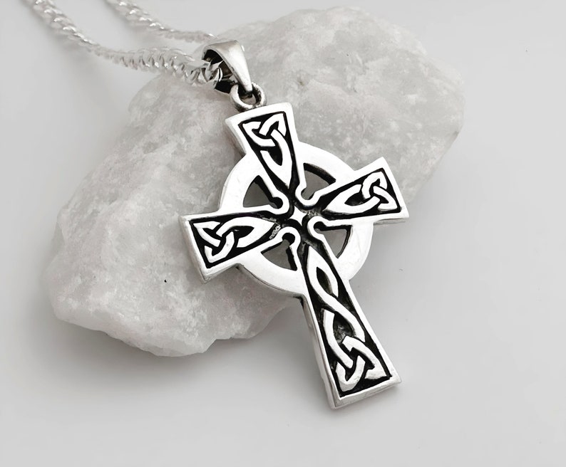Mens Celtic cross necklace, sterling silver mens irish jewelry, mens Cross jewelry, mens Celtic Cross . Unisex jewelry. 5261 image 1