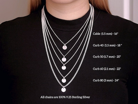 Curb Chain Necklace 1.5mm Wide Sterling Silver Curb Chain Necklace 1.5mm Wide Sterling Silver