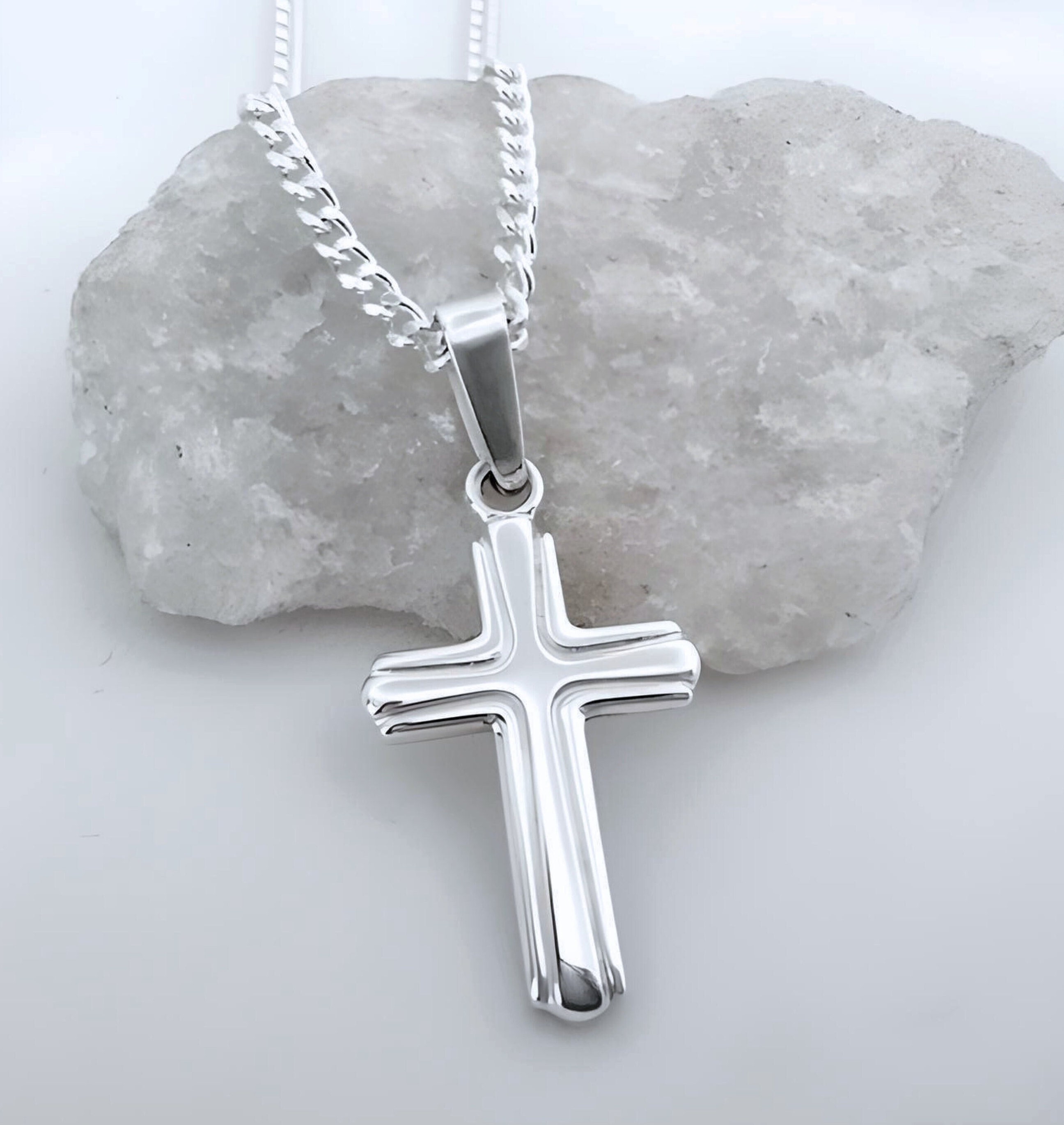 アクセサリー WYM Silver 925 CROSS-LINK CHAIN NECKLACE 925 Sterling Silver Small Cross Necklace Sterling Silver Necklace