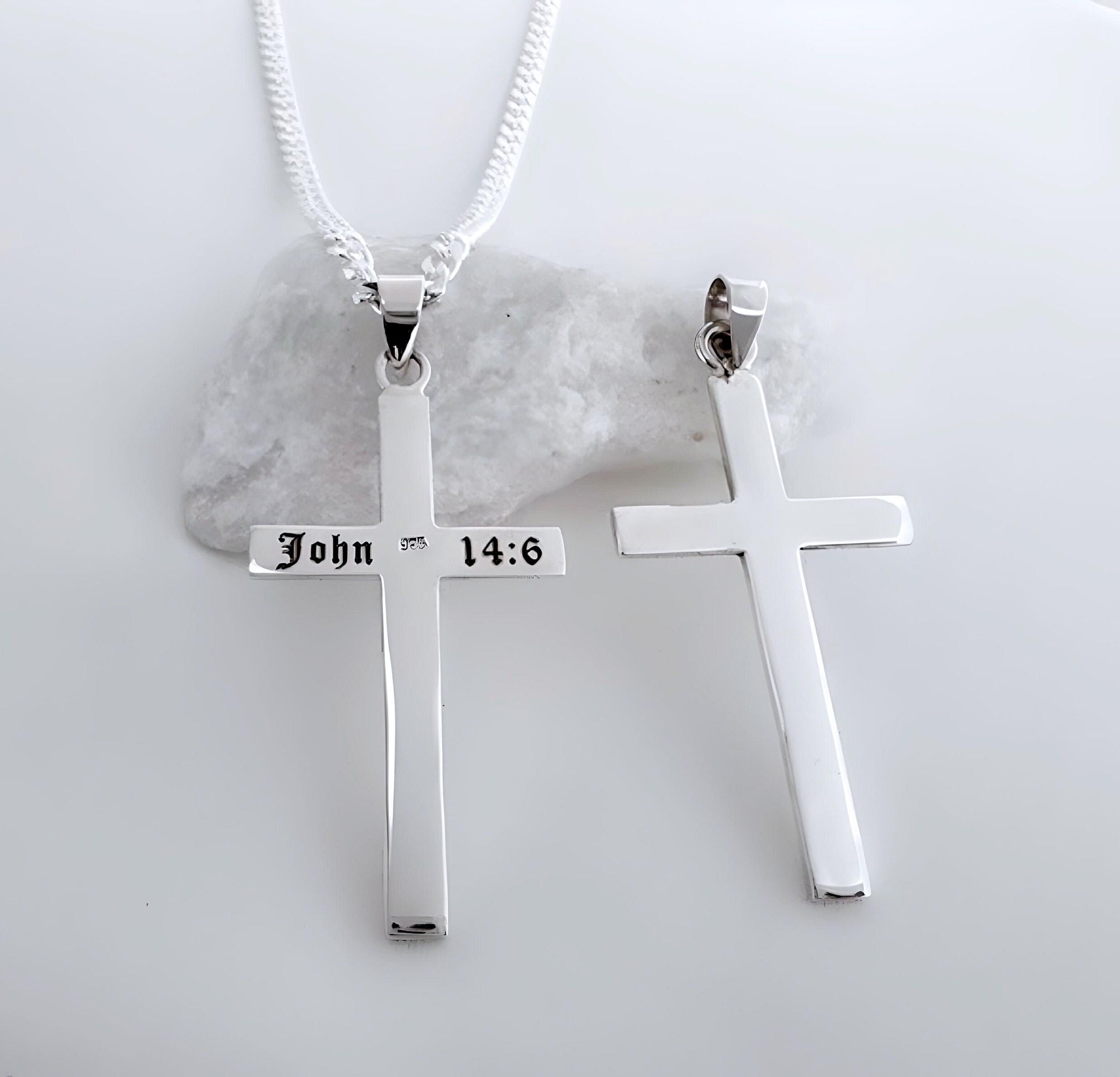 Customized Cross Necklace. Solid 925 Sterling Silver Cross for Son