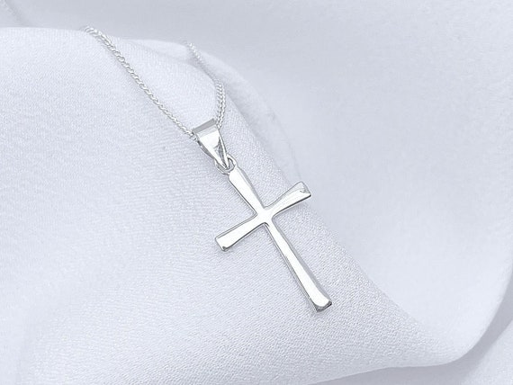 Small Cross Charm. Sterling Silver Lightweight Cross Necklace