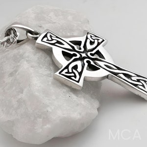 Mens Celtic cross necklace, sterling silver mens irish jewelry, mens Cross jewelry, mens Celtic Cross . Unisex jewelry. 5261 image 5