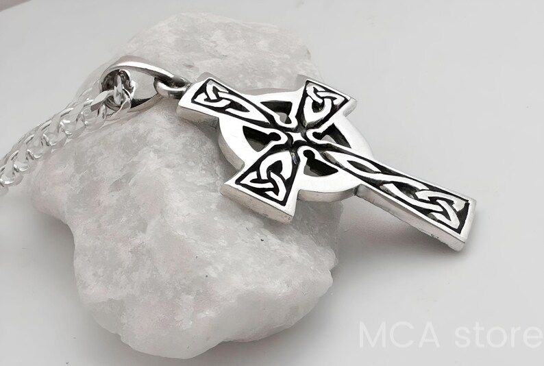 Mens Celtic cross necklace, sterling silver mens irish jewelry, mens Cross jewelry, mens Celtic Cross . Unisex jewelry. 5261 image 5