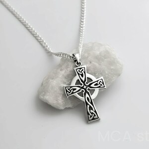 Mens Celtic cross necklace, sterling silver mens irish jewelry, mens Cross jewelry, mens Celtic Cross . Unisex jewelry. 5261 image 7