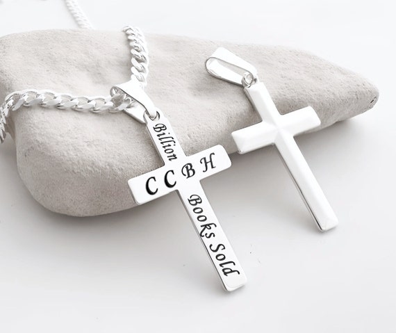 Engraved Cross for Women. Sterling Silver Cross Necklace, Laser