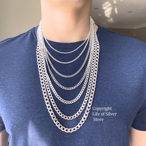 Sterling silver chain Necklace, Choose Silver chain for Mens, Curb/cuban, kids chain, Women Silver chain. Thicker chain available. Contac me image 6