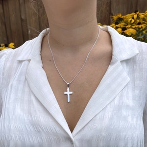 Girls Cross Necklace Sterling Silver Customized Cross Necklace, Boys Cross Necklace. Personalized Engraving. Choose Italian Chain. R-5118 image 5