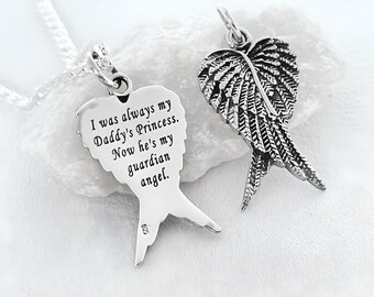 925 Sterling Silver Engraved Wing Necklace, Mens Personalized ENGRAVED Wings necklace. Choose Chain