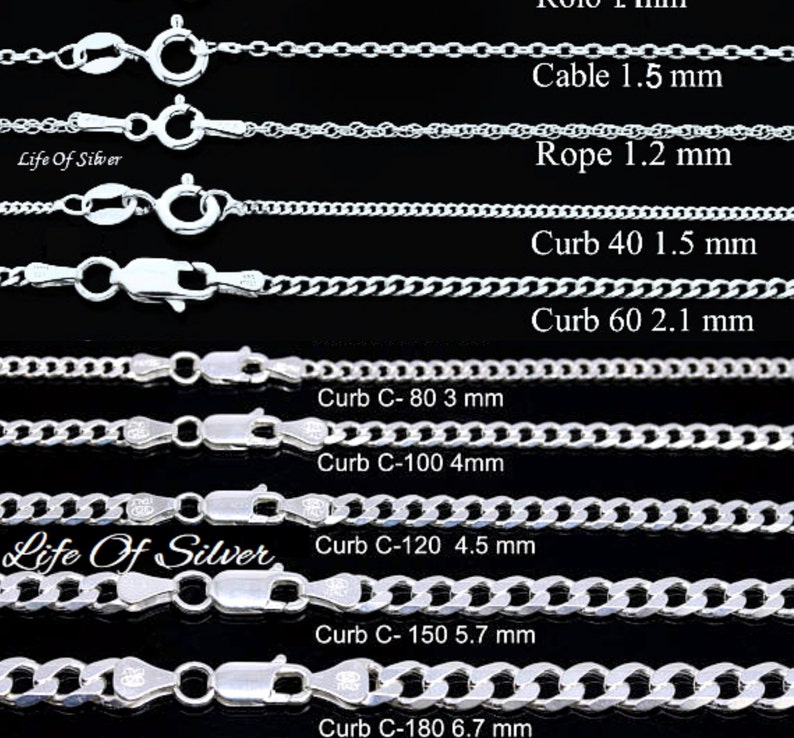 Sterling silver chain Necklace, Choose Silver chain for Mens, Curb/cuban, kids chain, Women Silver chain. Thicker chain available. Contac me image 7