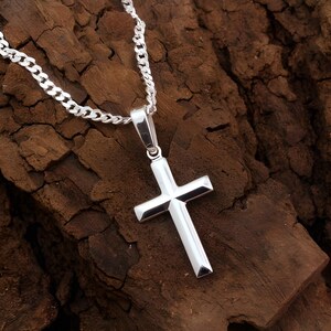 SMALL Sterling Silver Cross For Women. Sterling Silver Small Cross Necklace, Unisex Silver Cross. Cross Jewelry. Select Italian Chain. 5141 image 5