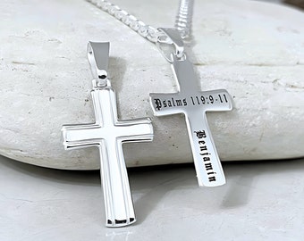 925 Sterling Silver Engraved Cross For Women Customized Cross Necklace Personalized Cross necklace. Unisex. Choose Chain. 5143-