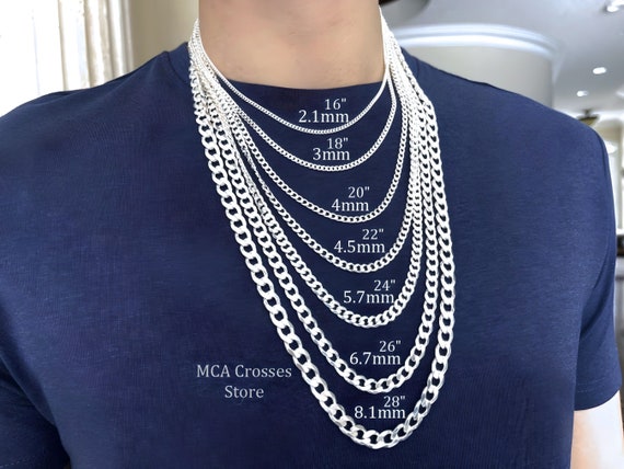 Mens 24 inch silver curb chain discount