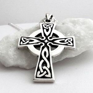 Mens Celtic cross necklace, sterling silver mens irish jewelry, mens Cross jewelry, mens Celtic Cross . Unisex jewelry. 5261 image 6