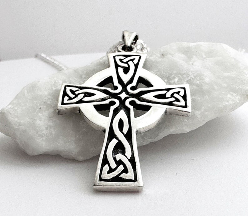 Mens Celtic cross necklace, sterling silver mens irish jewelry, mens Cross jewelry, mens Celtic Cross . Unisex jewelry. 5261 image 6