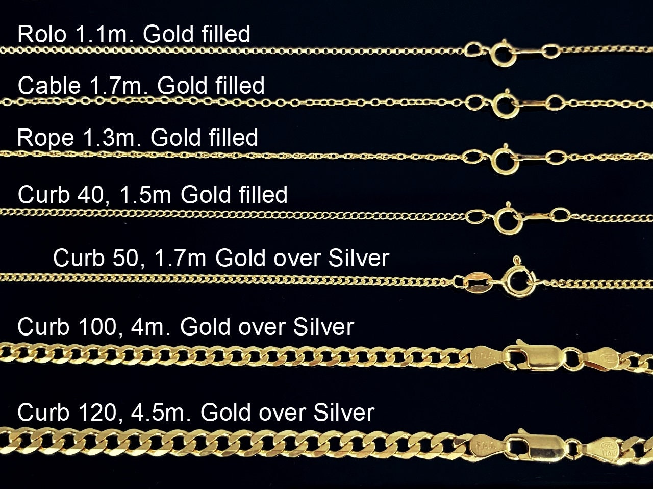 Collana In Oro Giallo 14k, Stile Barbazzale Cavo 4,7 Mm – Scegli La Tua Lunghezza (50,8 / 55,9 / 61 Cm)