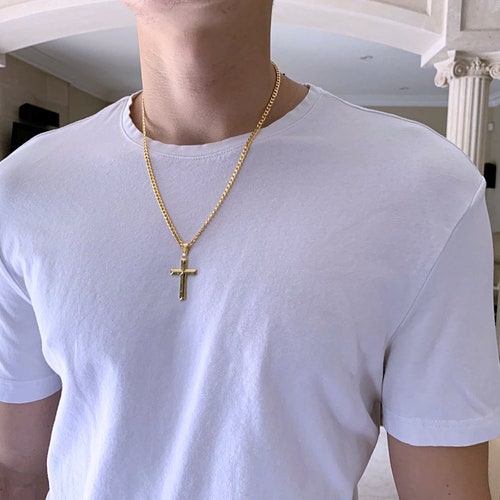 14k Gold Cross Necklace Gold Vermeil 