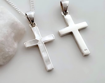 collier croix d'opale en argent sterling, collier croix d'opale. Choisissez une chaîne. Cadeau de baptême, cadeau de première communion. Validation.
