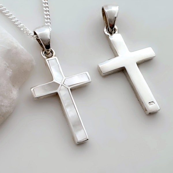 collier croix d'opale en argent sterling, collier croix d'opale. Choisissez une chaîne. Cadeau de baptême, cadeau de première communion. Validation.