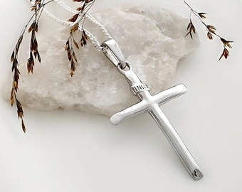 INRI Cross necklace. Sterling silver cross necklace. Women Cross. Girls Christian Pendant. Choose Sterling silver chain. 4885