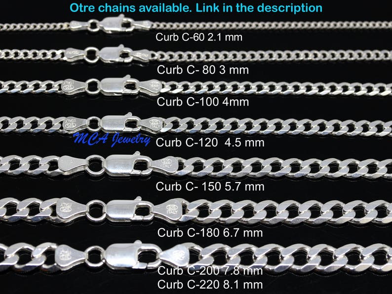 Sterling silver chain Necklace, Choose Silver chain for Mens, Curb/cuban, kids chain, Women Silver chain. Thicker chain available. Contac me image 8