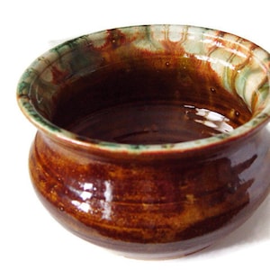 7&quot; Plant Pot, Cache Pot, Flowerpot Garden Planter, Brown & Green Handmade ceramic pottery, Wheel Thrown stoneware
