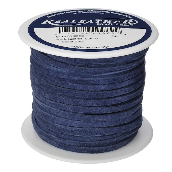 Suede Craft Lace Cadet Blue 1/8" x 25 yds by Realeather Made in USA