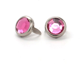 Light Pink Rhinestone Nickel Plated Brass Nail Head Spots, 5/16" 10pk