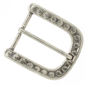 Heel Bar Belt Buckle With Raised Dots Antique Nickel 1.5 Inch 20003-21