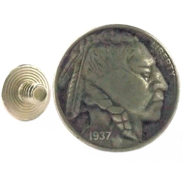 Nickel Indian Head Screw Back Concho 7/8" (2.2 cm) in diameter 7093-11