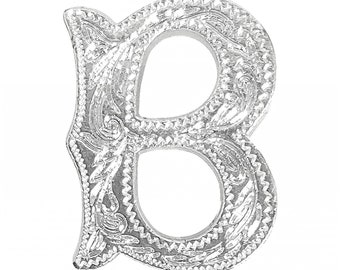 Alphabet Letter B Shiny Silver Screw Back Concho 3/4" Tall 1339-02