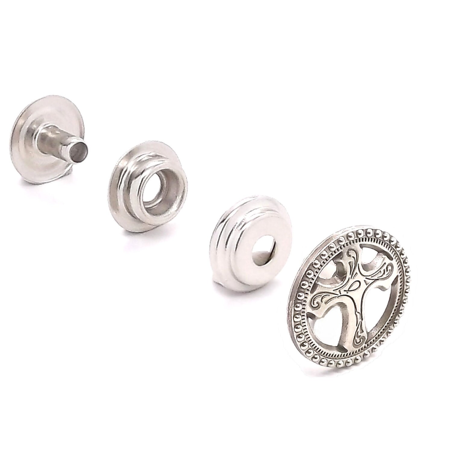 【史上最も激安】 Small Cross and Fish Snap Set Concho Antique Nickel 3/4 バーベキュー・調理用品