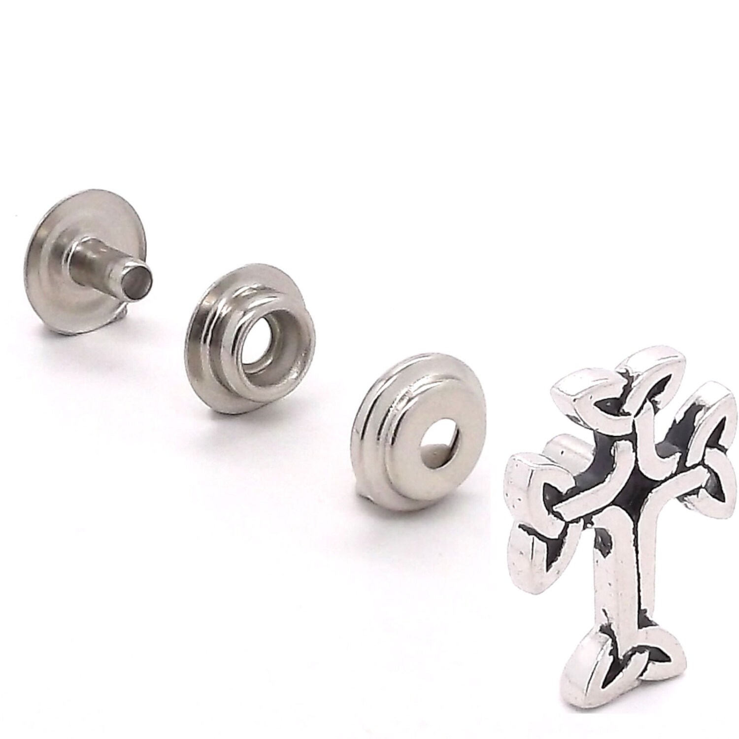 Celtic 3D Cross Snap Set Concho Black Epoxy 1