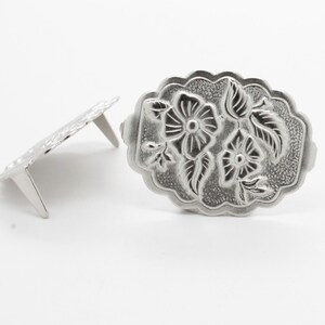 Santa Fe With Dual Cactus Flower Silver Plate Nail Head