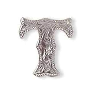 Alphabet Letter T Shiny Silver Screw Back Concho 3/4" Tall 1339-20